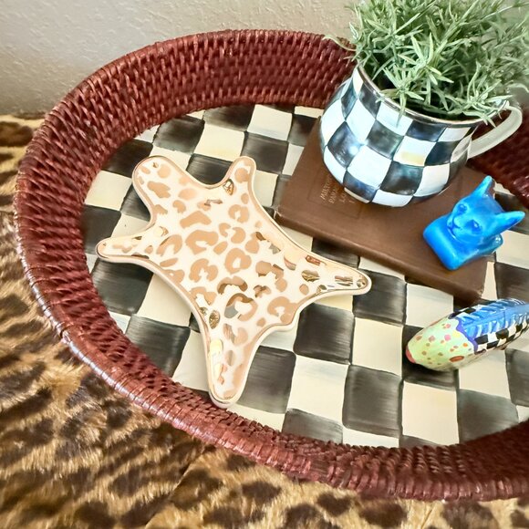 Leopard Jewelry Tray Porcelain 6" Gold and white - Picture 9 of 9